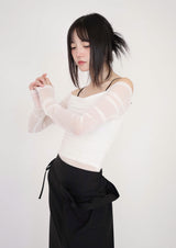 Ara off-Shoulder Mesh Tee
