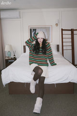 Tree Stripe V-neck Long Sleeve Knitwear