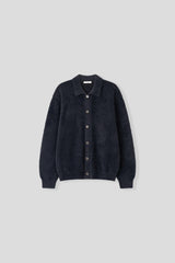 Angora semi-cropped collar cardigan