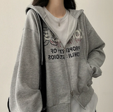 95 Lettering Two Way Hooded Zip-Up