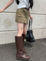  Field Cargo Pocket Mini Skirt & Belt SET (4 colors)