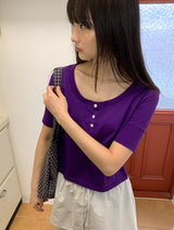 テユカラーボタン半袖Tシャツ