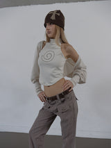 CROSS STUDDED BEANIE / BROWN