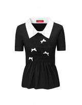 Roseline ribbon collar blouse