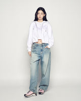 25FW WOMAN プリンセスフォントクロップフーディージップアップ ホワイト
