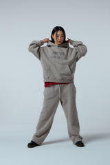 Street league artwork damage washing over-crop fit hoodie (Ash grey)