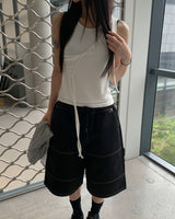 Stitch bermuda pants