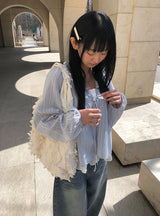 Anna Stripe Lace Frill Layered Blouse
