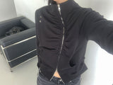 EYELET SHIRRING ZIP-UP