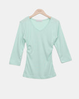 ナイロンVネックサイドシャーリング7スリーブTシャツ