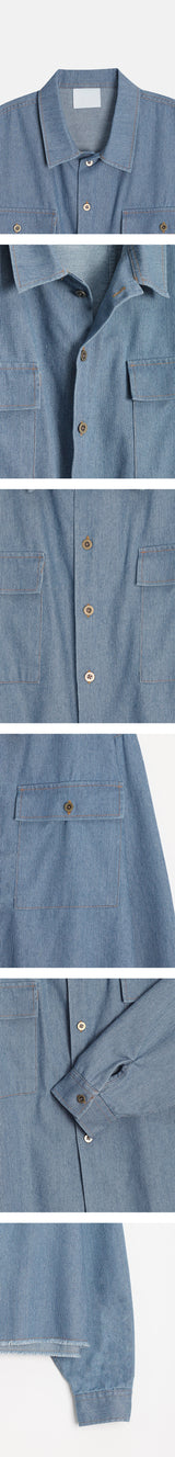 [S/S] クロップドデニムカッティングシャツ