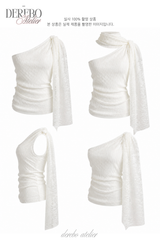 White Jane Scarf Unbalanced Blouse