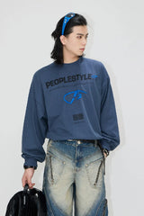パンクプリントブリーチド長袖Tシャツ