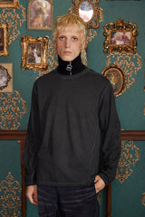 DYED ARGYLE LONG SLEEVE T SHIRT / CHARCOAL