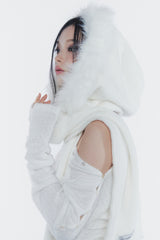 CARRIE HOODED MUFFLER ivory
