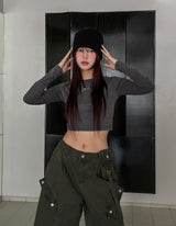 [U-BASIC] Sling Uネッククロップロングスリーブ