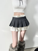 1131. Satin layered mini pleats sk