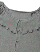 RUFFLE FLOWER BLOUSE(GREY)