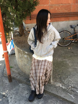 ハリチェックアンバランシードスリットロングスカート