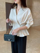 Annie V-neck Collar Double Wrap Jacket Blouse