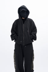 Huile Incision Hooded Zip-Up