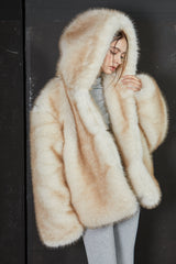 TWO TONE FUR JACKET -IVORY
