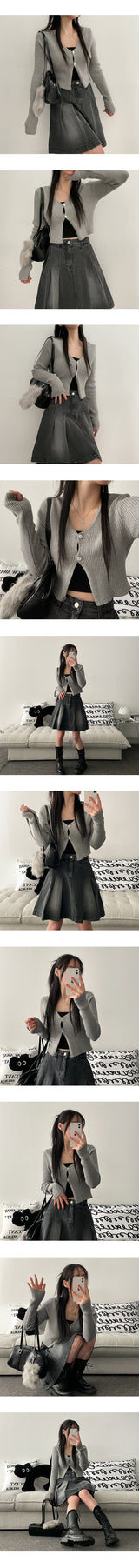 Jane to Snap Slim Ribbed Knit Cardigan