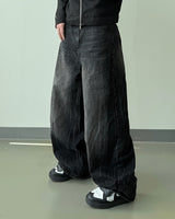 Shard crack wide denim pants