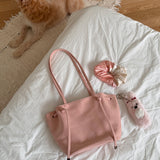 clam suede bag_coral