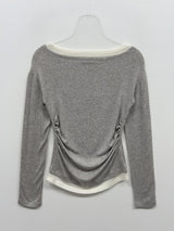 Layered Shirring Boat Neck T-Shirt