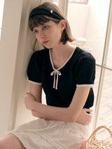 RIBBON SKASHI HALF KNIT BLACK