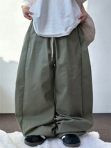 ブローニースナップバルーンコットンワイドパンツ 🧸🖤🧇💚5カラー