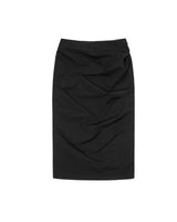 Draped Long Skirt _ BLACK