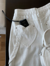 Luri Back Heart Pocket Carpenter Wide Pants 