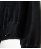  Cut Damage Washing Hood zip-up [ BLACK ]