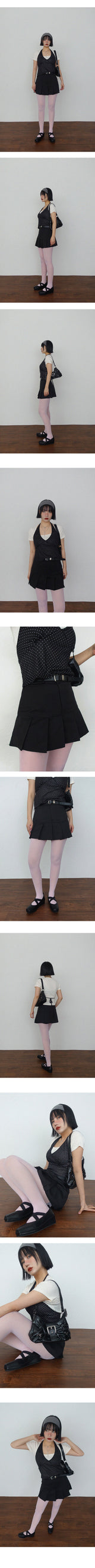 ハイティーンプリーツミニスカート ベルトセット (GRAY, BLACK 2COLORS!)