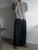 Roa Diagonal Button Short Sleeve Knit
