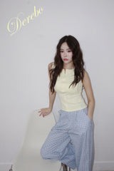 Lemon spandex cap zip-up sleeveless T-shirt