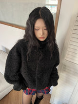 [UNISEX] オーバーフィットソフトヘアハイネック長袖カーディガン (3 colors)