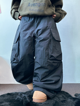HOT HEAT 🔥 PADDING CARGO OVER UNISEX LONG PANTS🩶🖤2COLOR