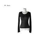 Todu Round See-through Long Sleeve T-Shirt