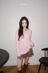 suede unbalanced brown mini skirt