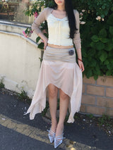 Angel Drape Unbal Long Skirt