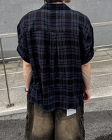 エンボステクスチャーチェックロールアップシャツ