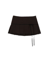 Lined ribbon pleats skirt / brown
