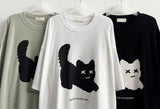 XキャットボクシーフィットニットショートスリーブT