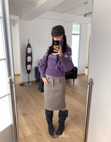 Moai Beige Midi Skirt
