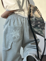 SUNNY SIDE UP☀CARPENTER TWO PINTUCK PARACHUTE BALLOON SWEAT PANTS 🖤🤍🩶3COLOR