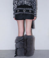 fur loop eyelet belt - deep blue