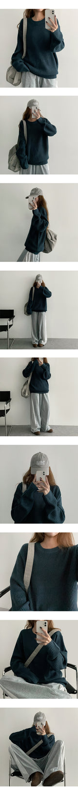 T-the-box boxy Hachi round knitwear